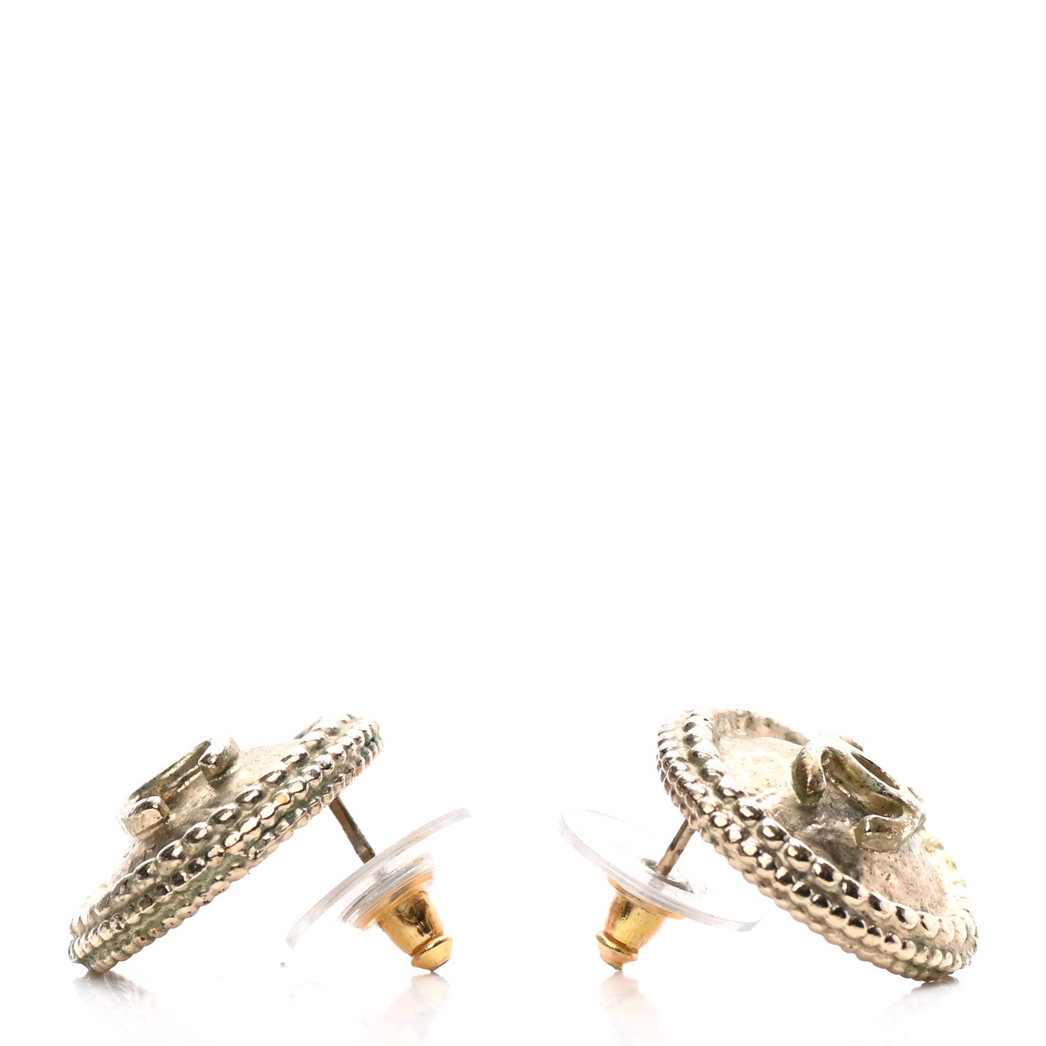 Chanel CC Button Earrings Gold 3 of 4
