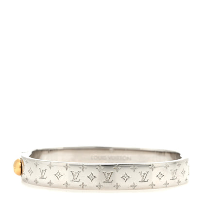 Louis Vuitton Brass Palladium Plated Nanogram Cuff S Silver 1 of 6