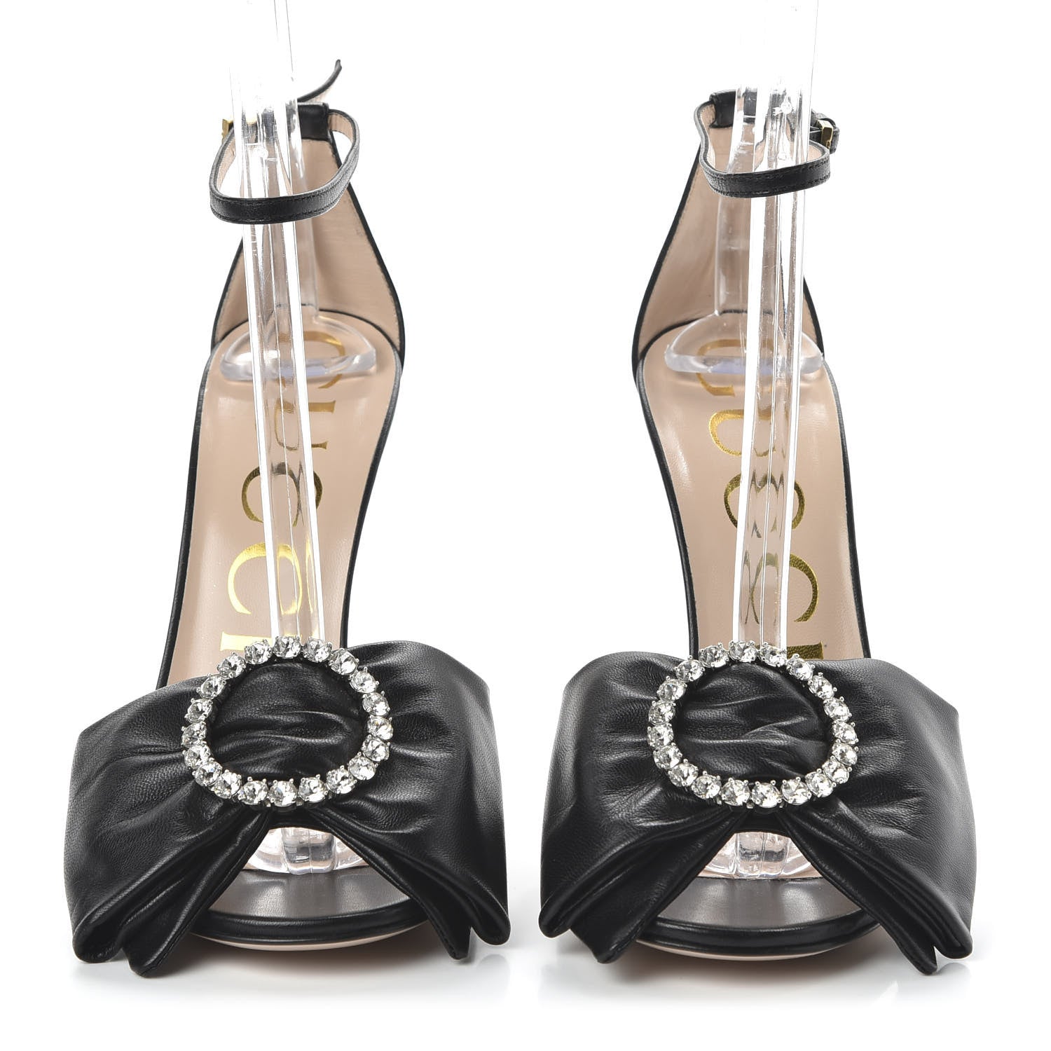 Gucci Nappa Ilse Pleated Bow Sandals 37 Black 2 of 8