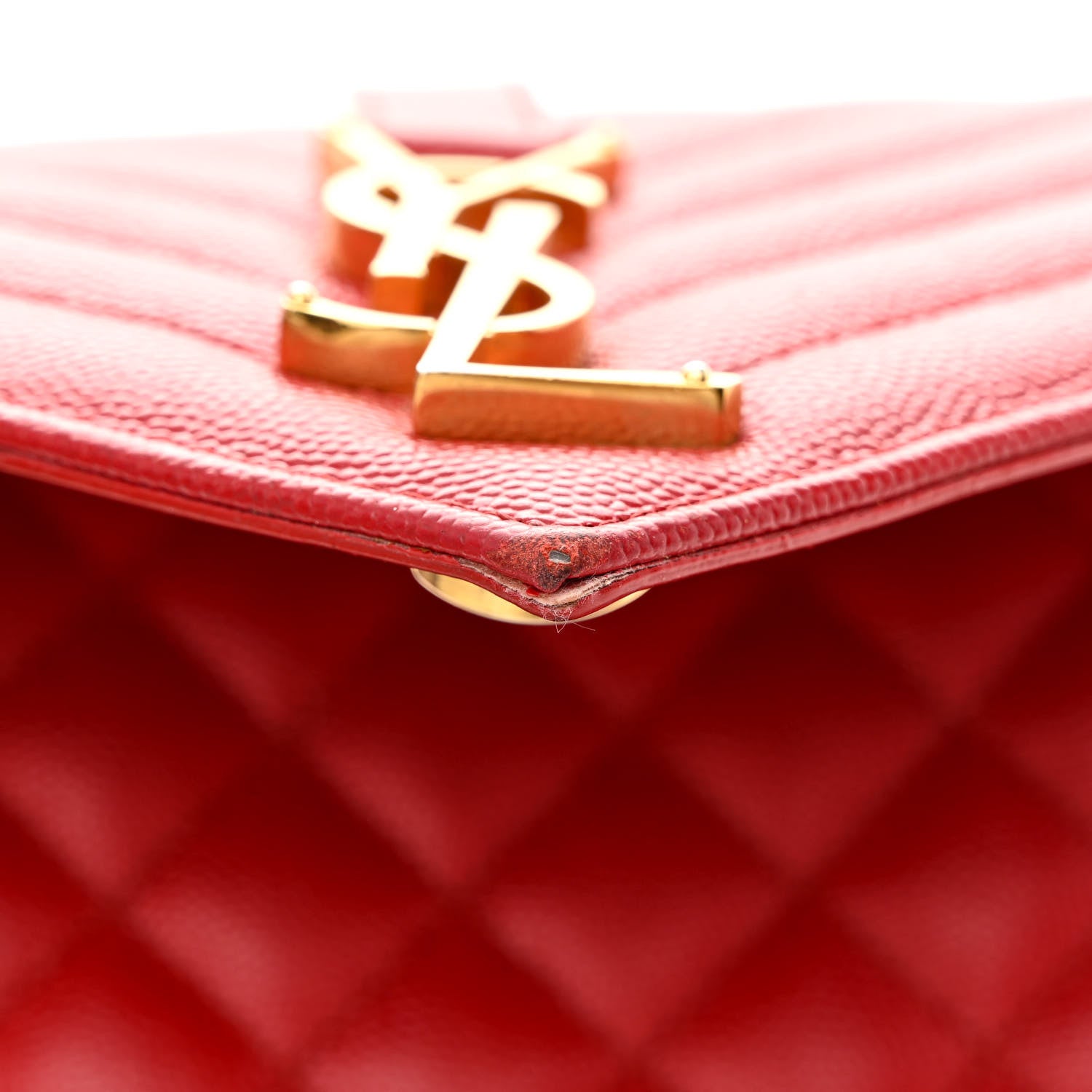Saint Laurent Grain De Poudre Textured Mixed Matelasse Triquilt Medium Monogram Satchel New Red 13 of 18