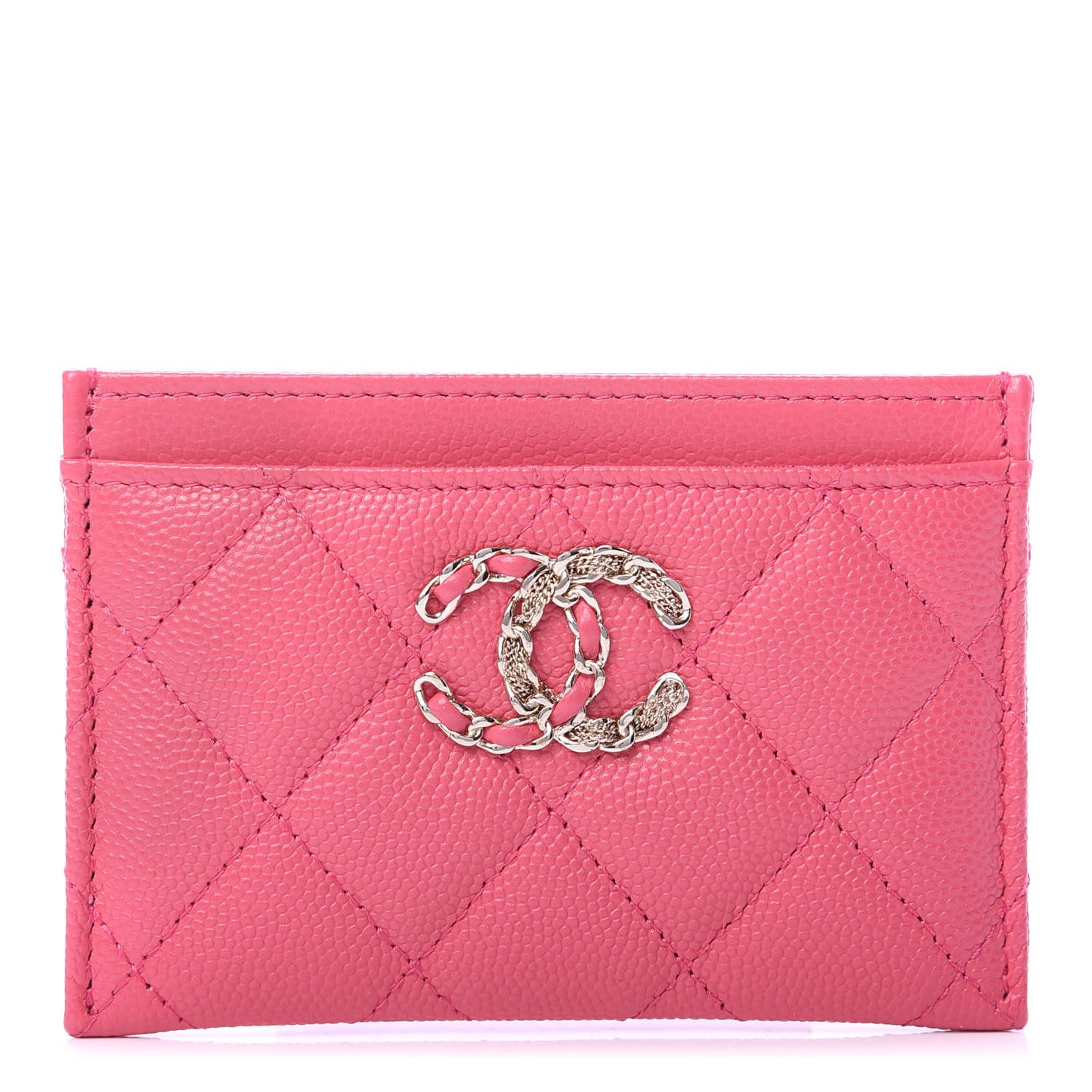 Caviar Quilted French New Wave Card Holder Rose