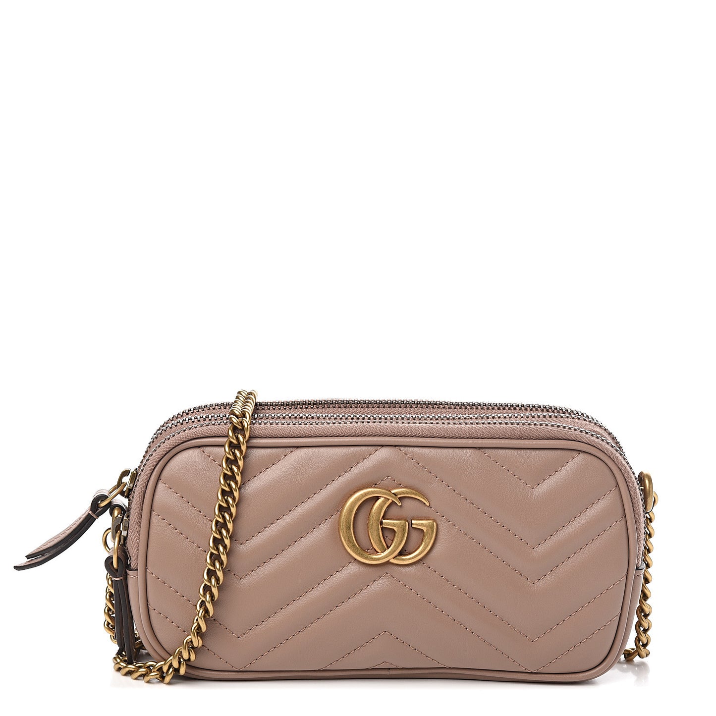 Calfskin Matelasse Mini GG Marmont Chain Crossbody Bag Porcelain Rose