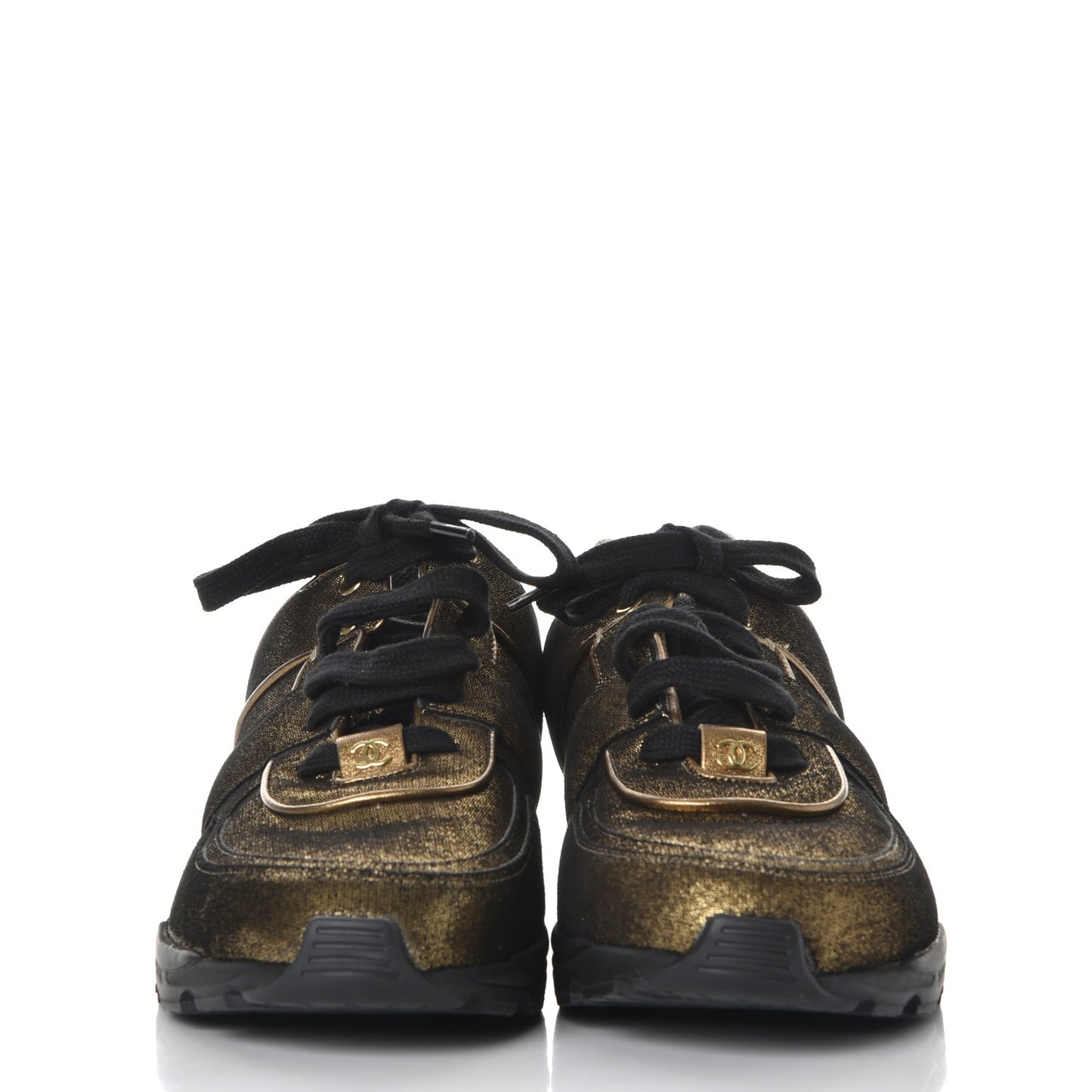 Fabric Calfskin CC Sneakers 41.5 Golden Brown