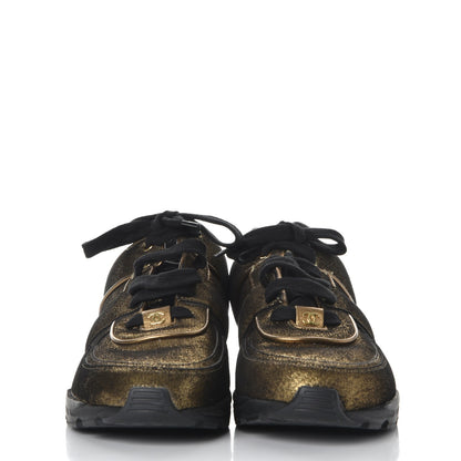 Chanel Fabric Calfskin CC Sneakers 41.5 Golden Brown 2 of 11
