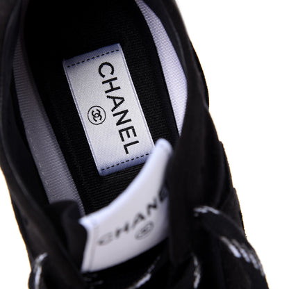 Chanel Suede Goatskin CC Sneakers 41 Black 8 of 10