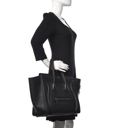 Celine Drummed Calfskin Mini Luggage Black 2 of 17
