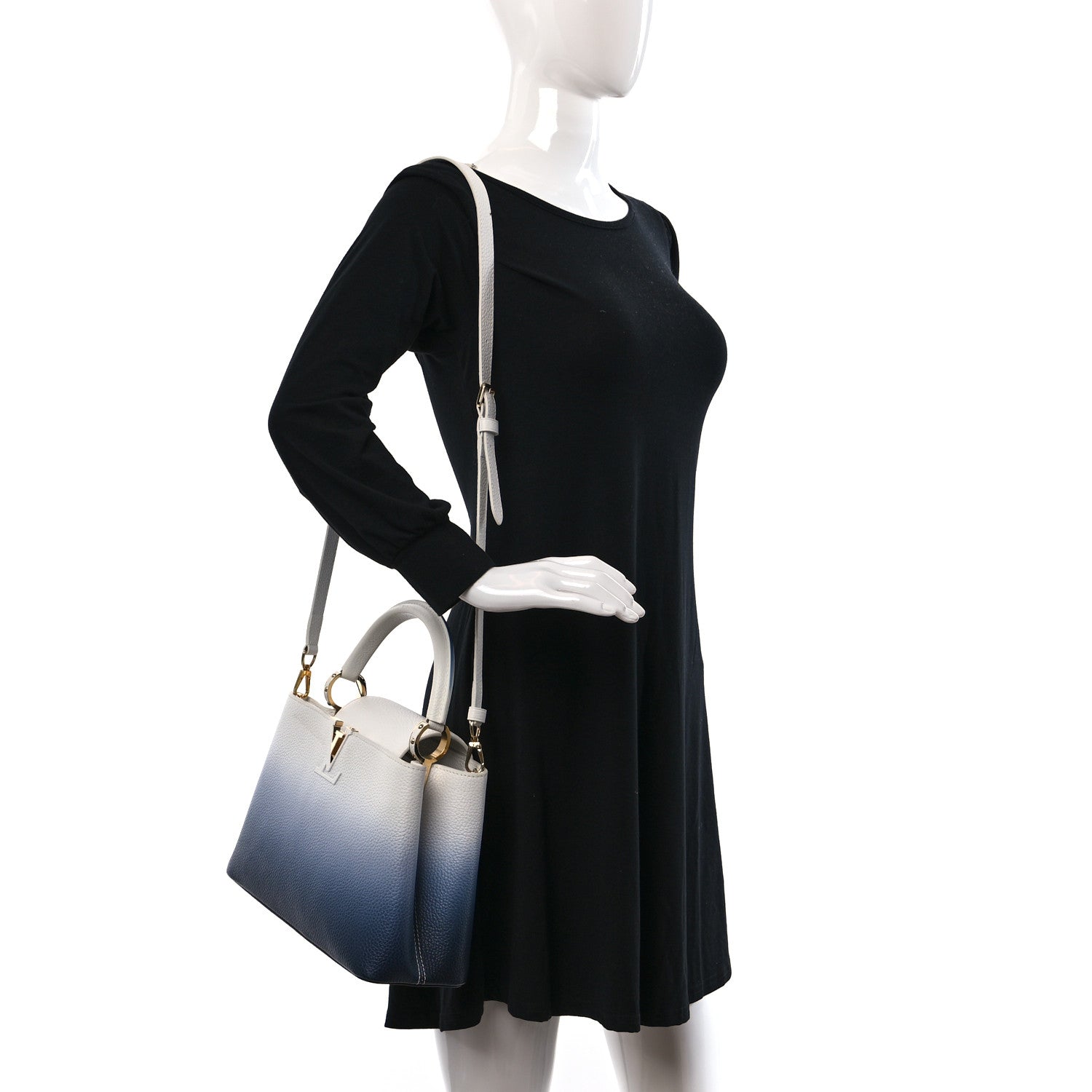 Louis Vuitton Taurillon Capucines BB Blue Marine 2 of 12