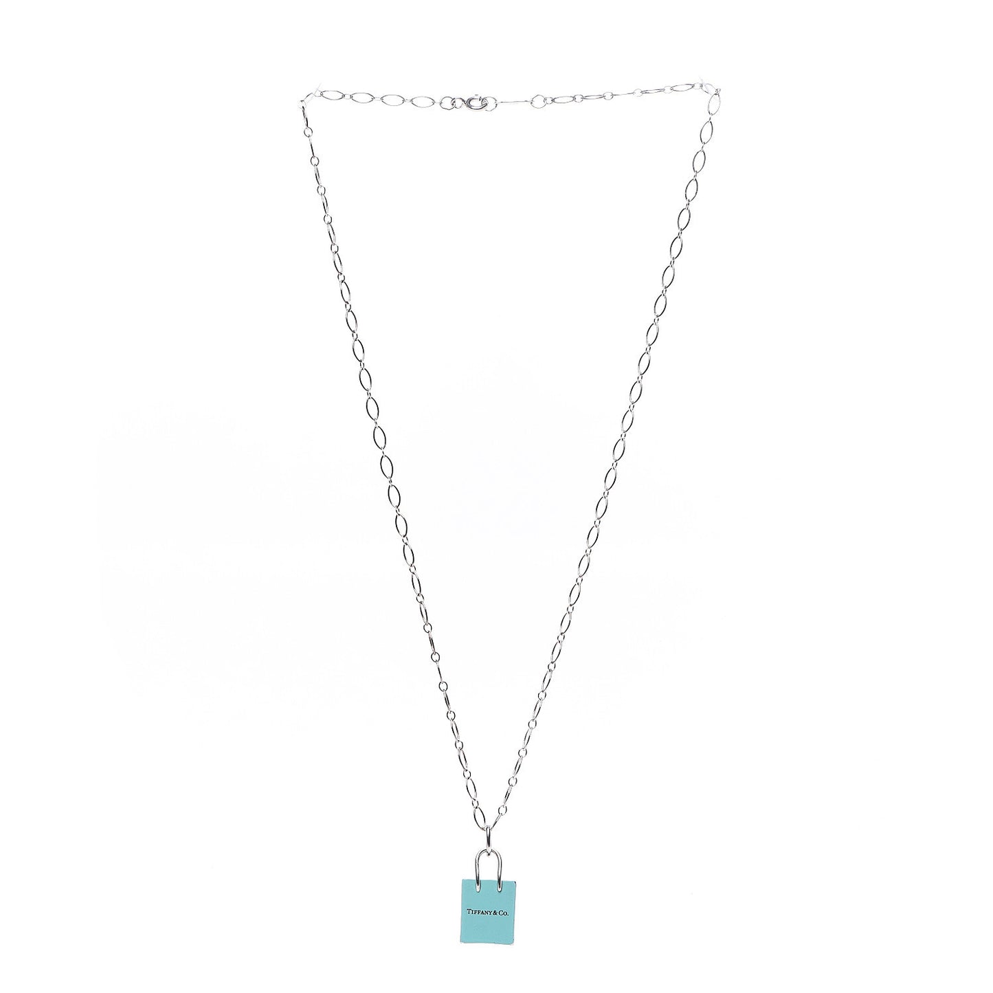 Sterling Silver Enamel Shopping Bag Charm Pendant Necklace
