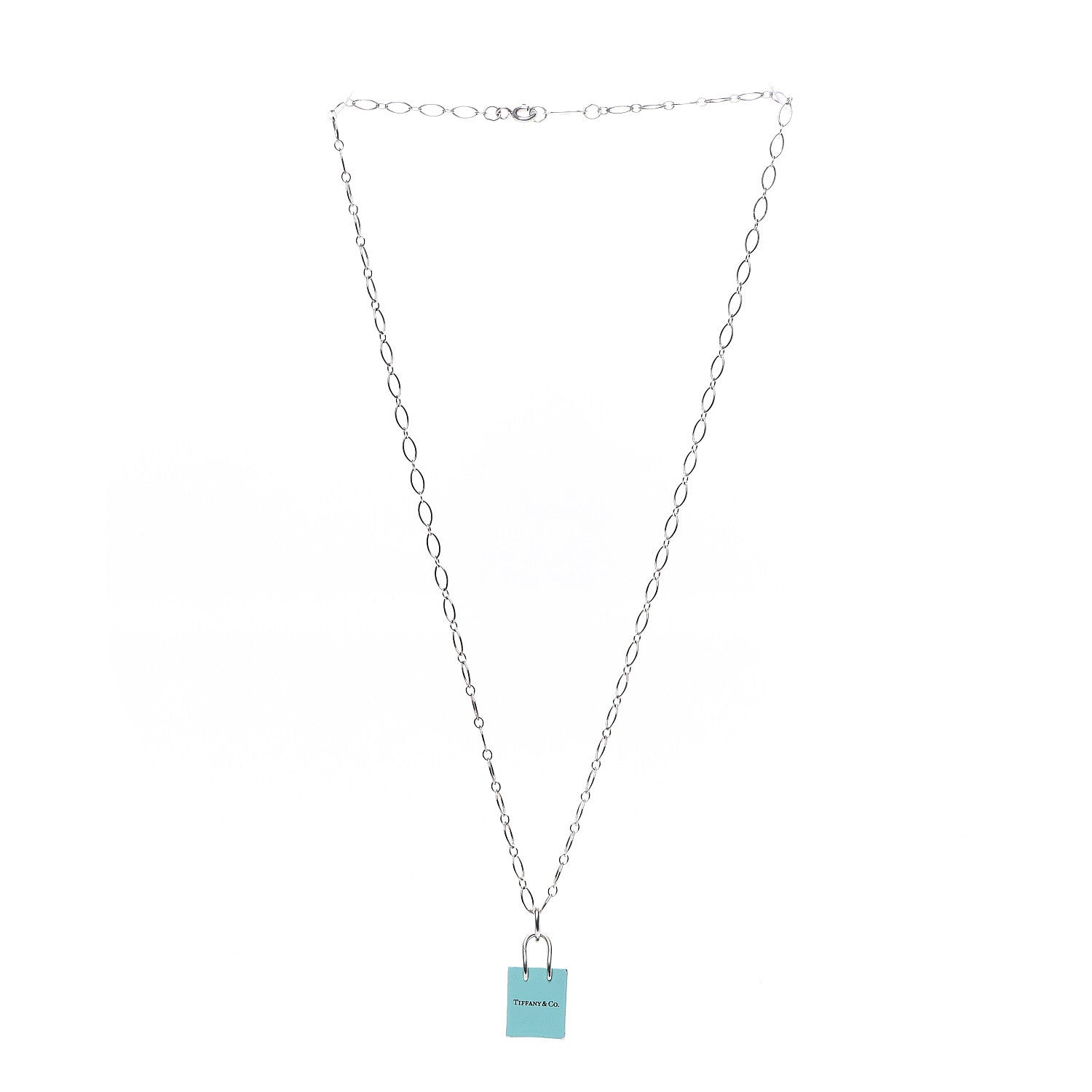 Tiffany Sterling Silver Enamel Shopping Bag Charm Pendant Necklace 3 of 7