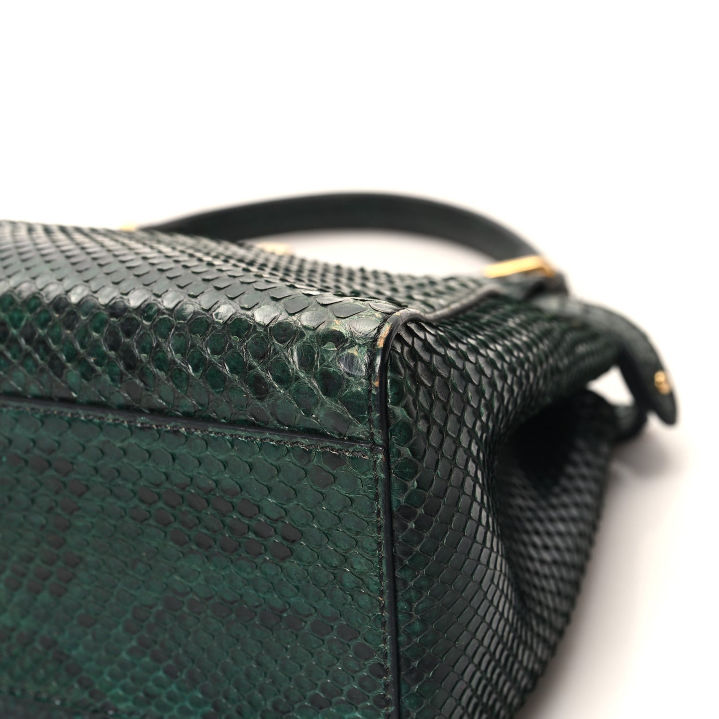 Snakeskin Shiny Nappa Mini Peekaboo Iconic Satchel Green