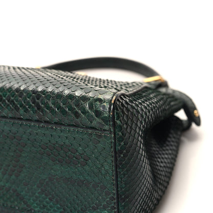 Fendi Snakeskin Shiny Nappa Mini Peekaboo Iconic Satchel Green 11 of 15