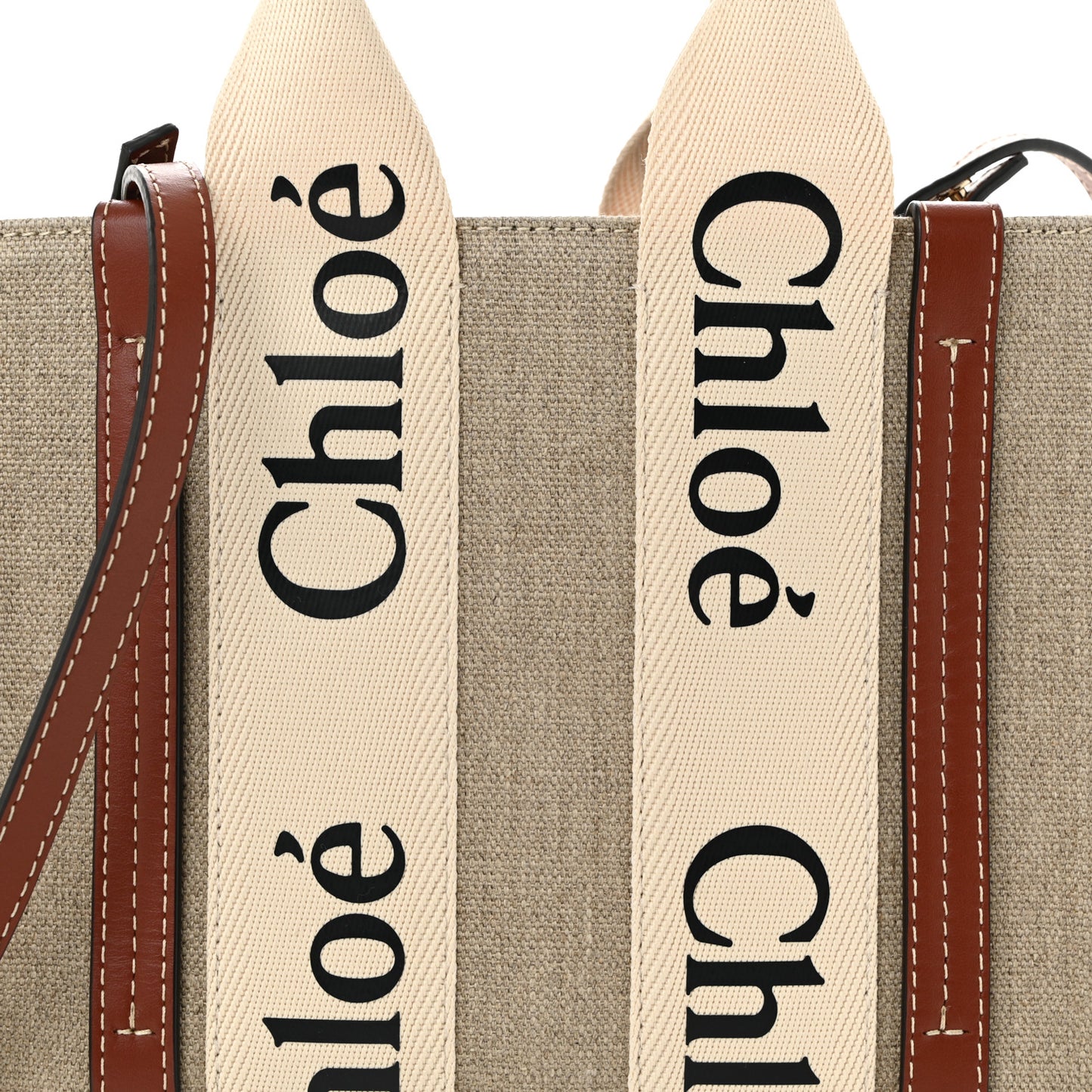 Cotton Calfskin Small Woody Ribbon Tote With Strap White Brown