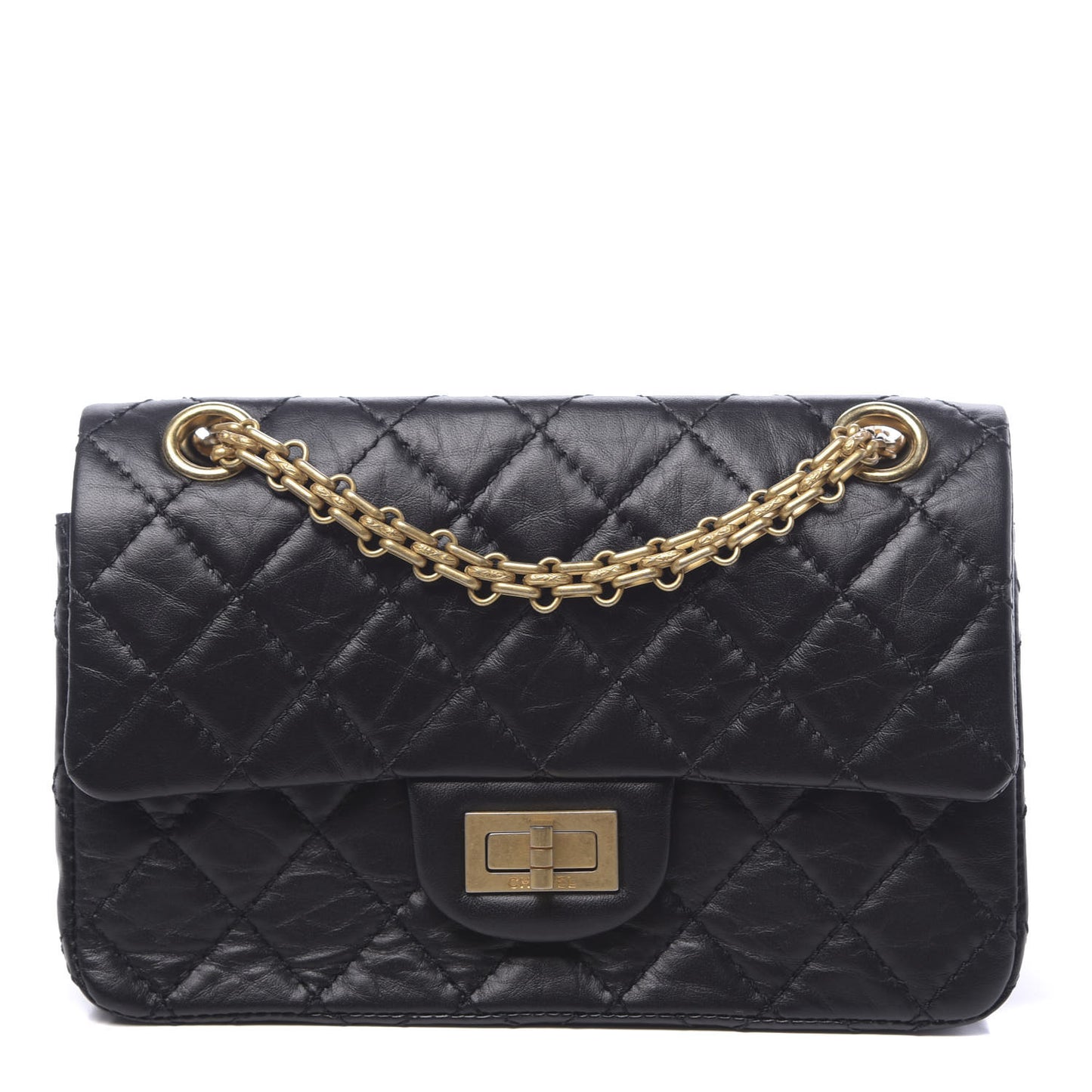 Aged Calfskin Quilted 2.55 Reissue Mini Flap Black