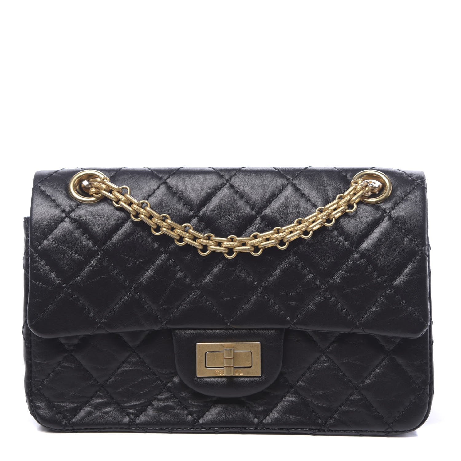 Chanel Aged Calfskin Quilted 2.55 Reissue Mini Flap Black 1 of 11