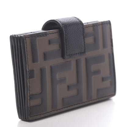 Fendi Vitello Cruise F is Fendi Bi-Color FF 1974 Embossed Gusseted Card Holder Maya Black 3 of 6