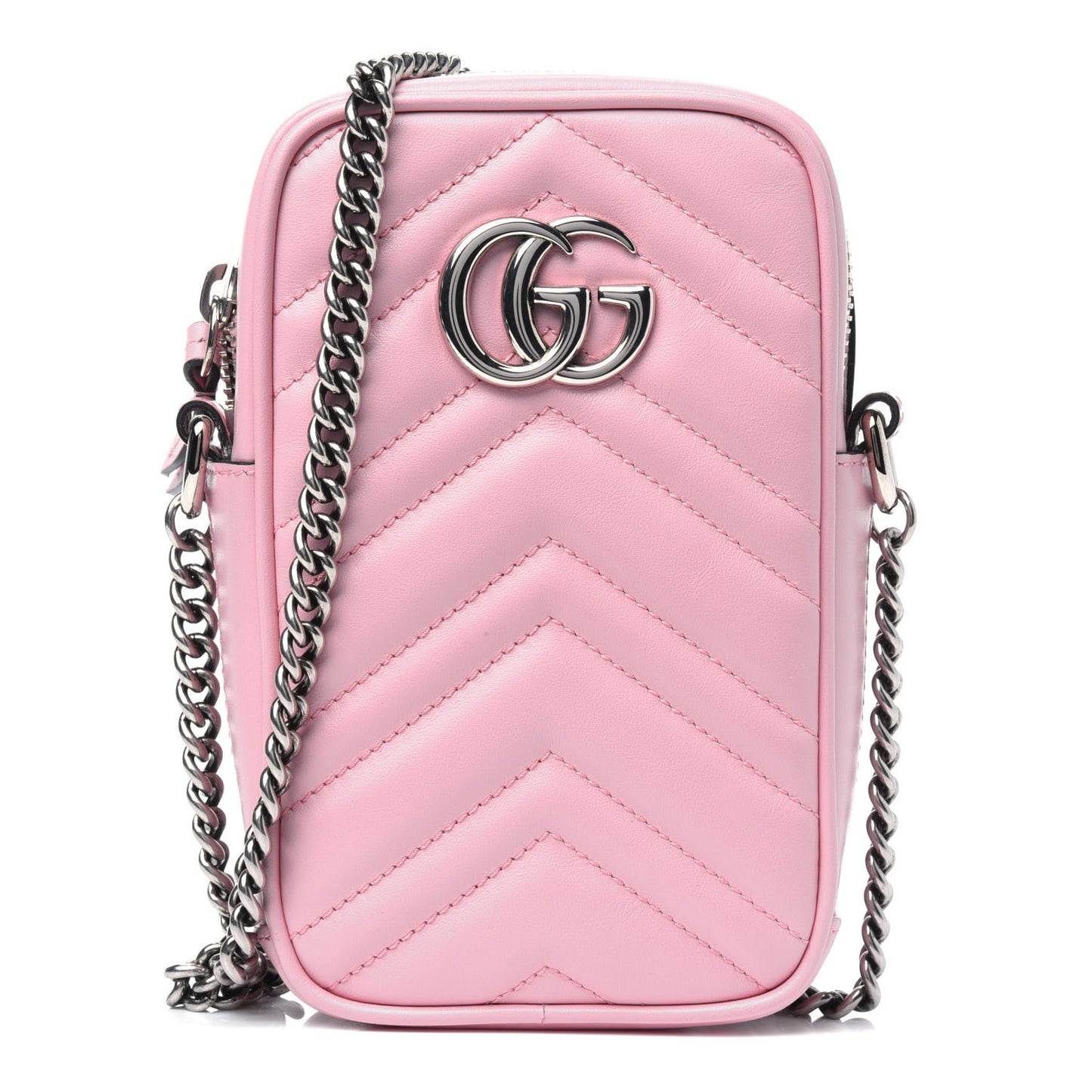 Calfskin Matelasse Mini GG Marmont Crossbody Bag Wild Rose