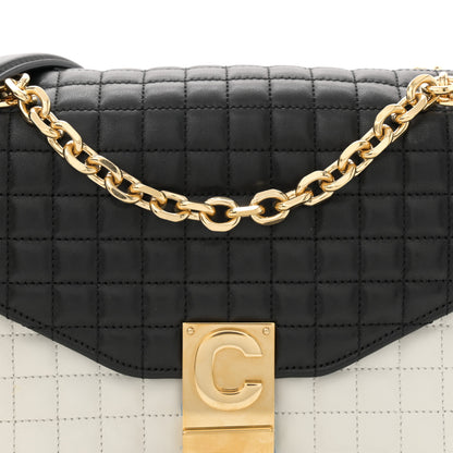 Celine Calfskin Quilted Medium C Bag Black White 8 of 15