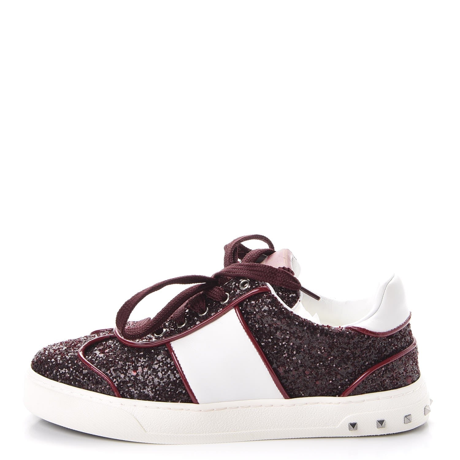 Valentino Garavani Calfskin Glitter Womens Flycrew Sneakers 35.5 Rubino Bianco 1 of 9