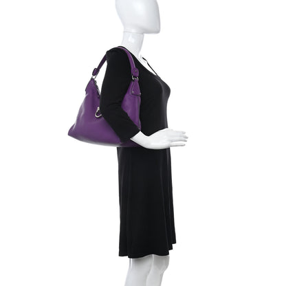 Salvatore Ferragamo Calfskin Fanisa Gancini Hobo Purple 2 of 9