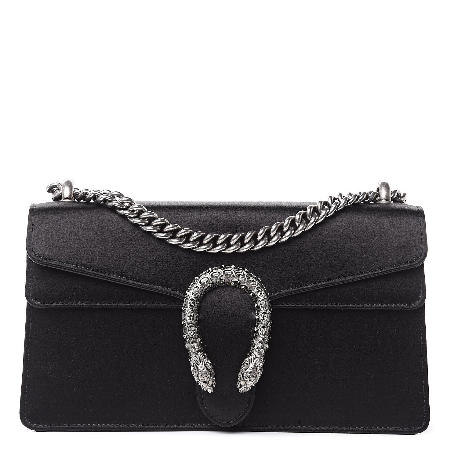Gucci Satin Silk Crystal Small Dionysus Shoulder Bag Black Black Diamond 1 of 10