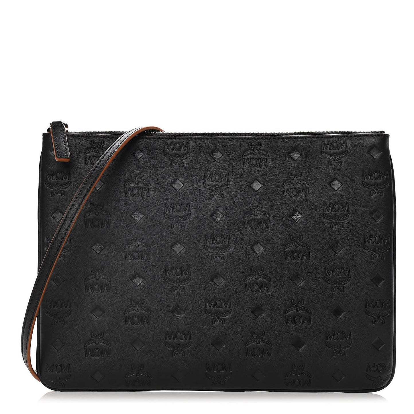 Calfskin Ottomar Monogram Medium Crossbody Pouch Black