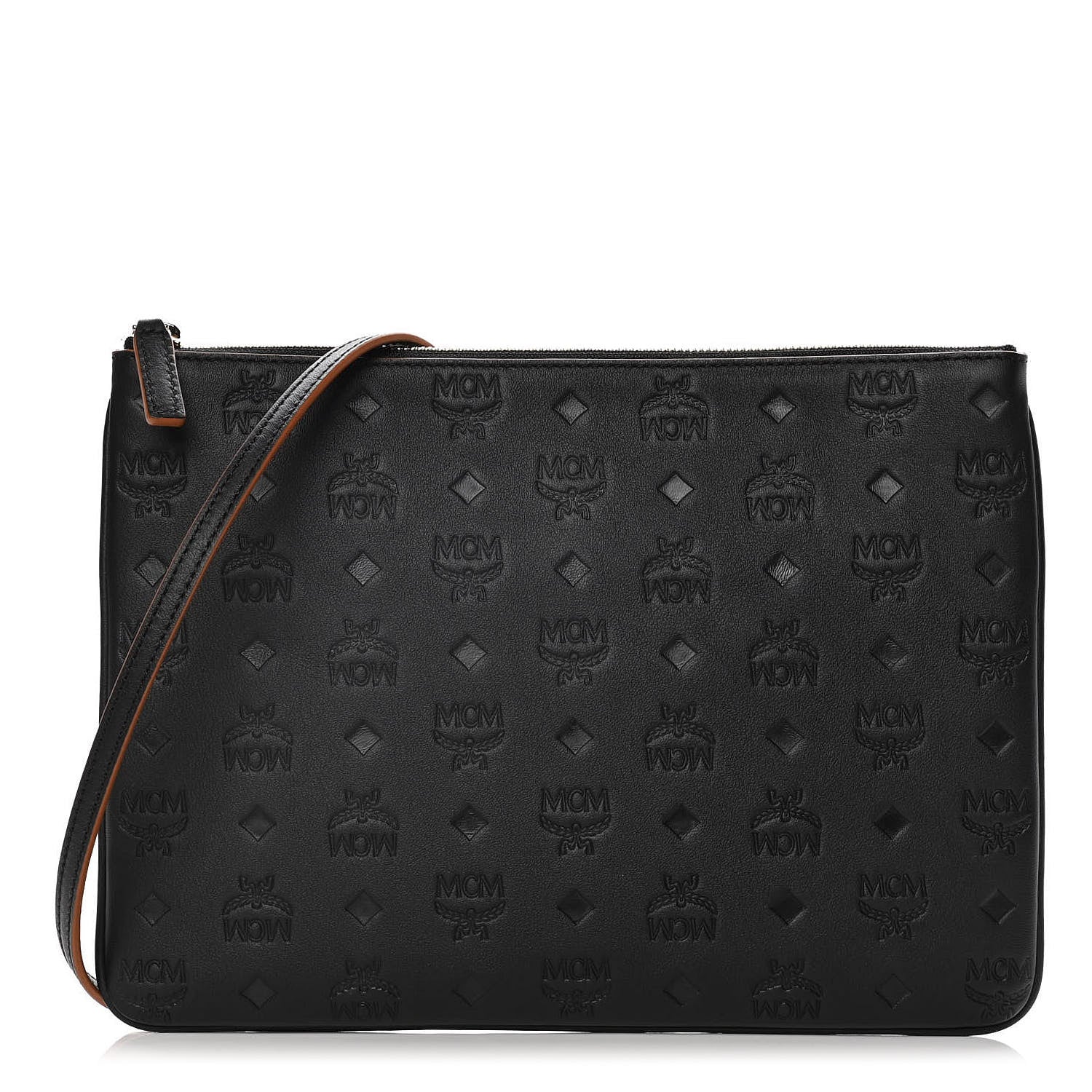 MCM Calfskin Ottomar Monogram Medium Crossbody Pouch Black 1 of 11