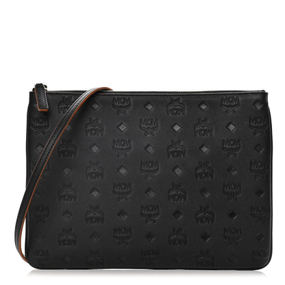 MCM Calfskin Ottomar Monogram Medium Crossbody Pouch Black 1 of 11