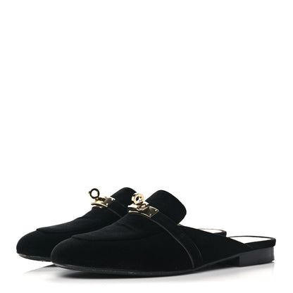 Hermes Velvet Goatskin Oz Mules 36 Black 3 of 9