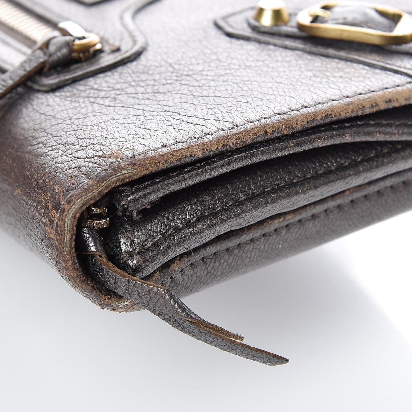 Agneau Classic Gold Hardware Money Wallet Bronze