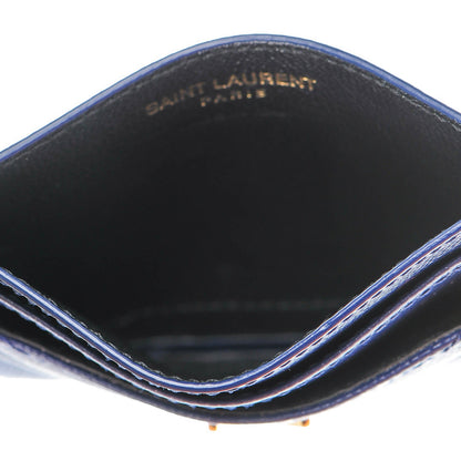 Saint Laurent Grain De Poudre Matelasse Chevron Monogram Credit Card Case Royal Blue 5 of 7