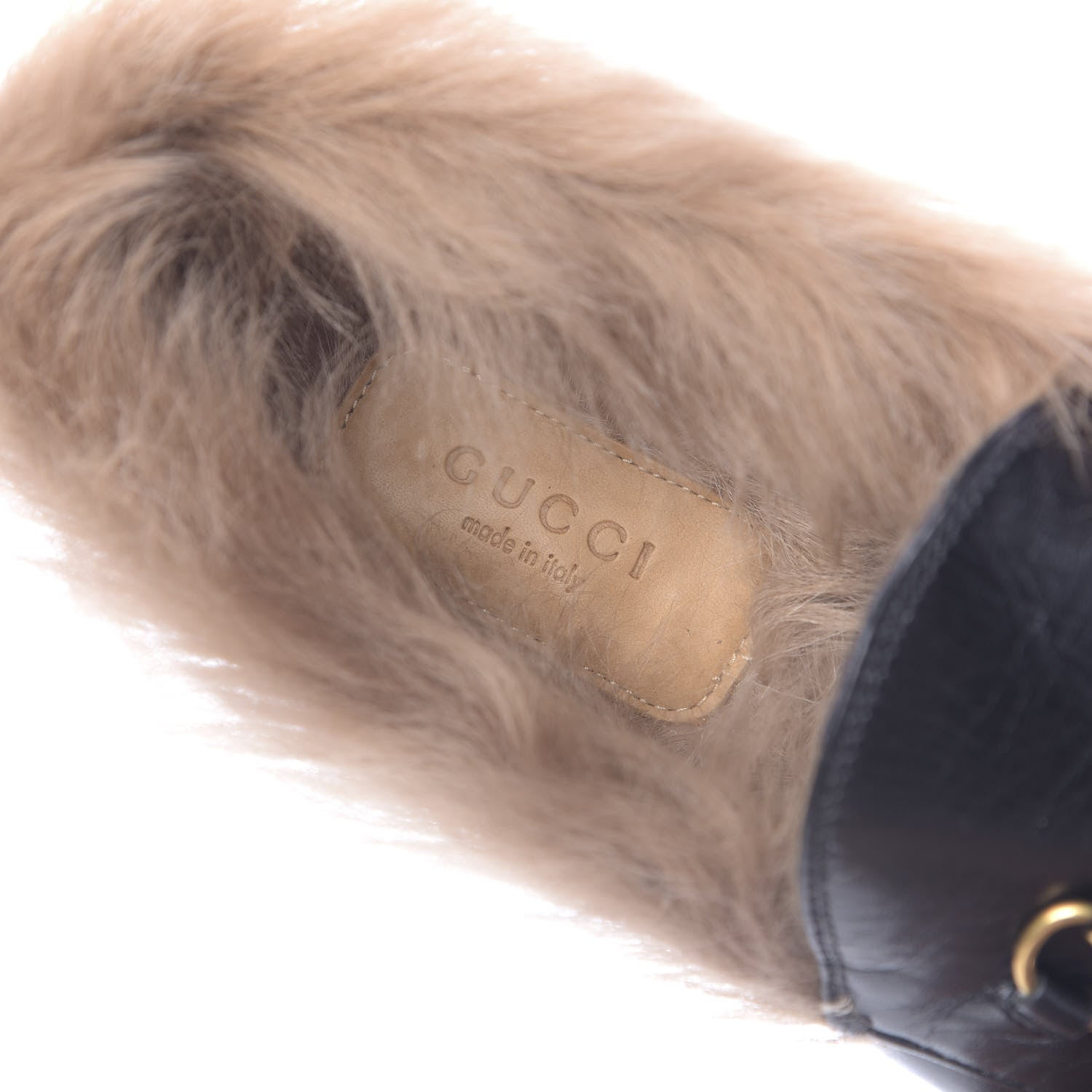 Gucci Malaga Kid Fur Womens Jordaan Loafers 41 Black Natural 10 of 12