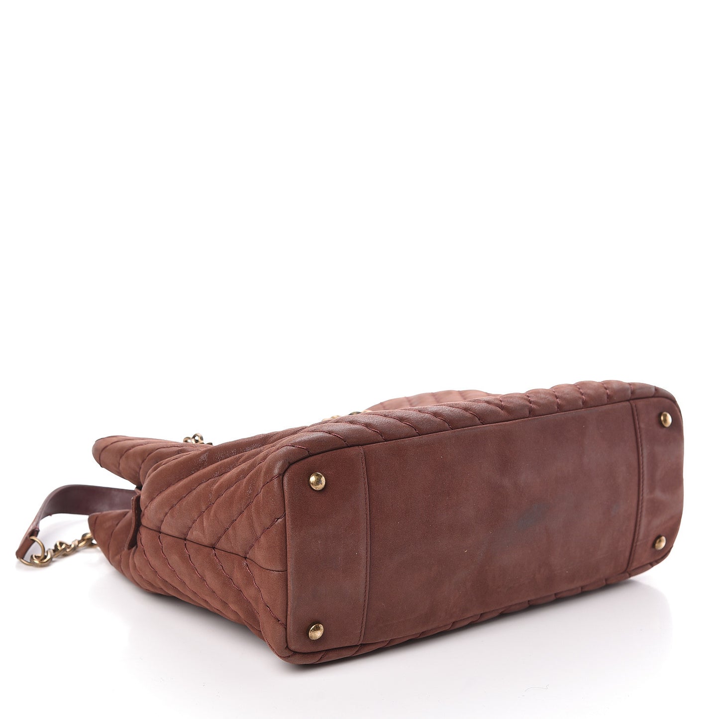 Iridescent Calfskin Chevron Quilted Surpique Tote Burgundy
