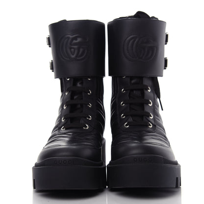 Gucci Nappa Frances GG Matelasse Platform Combat Boots 37 Black 2 of 11