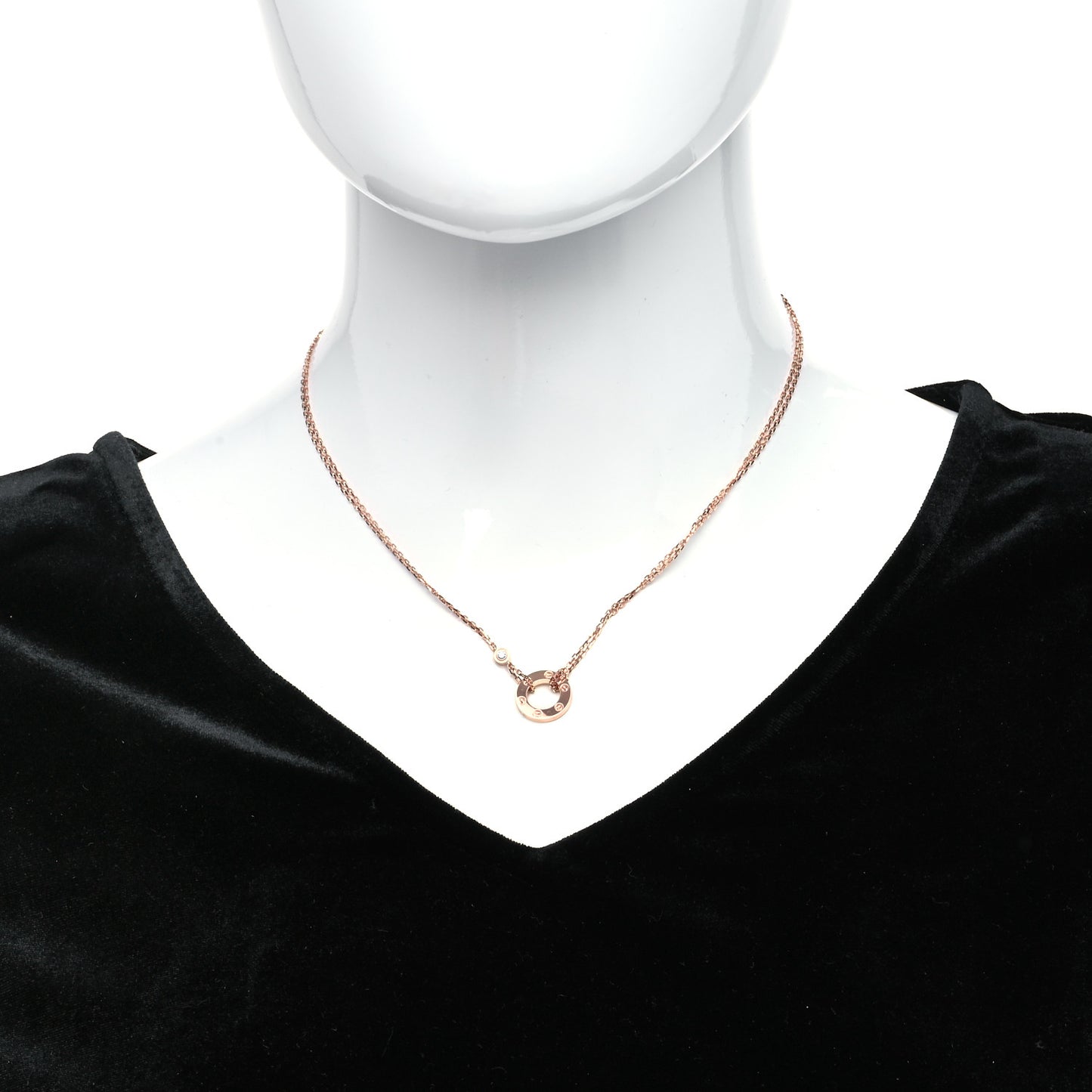 18K Pink Gold 2 Diamond LOVE Necklace