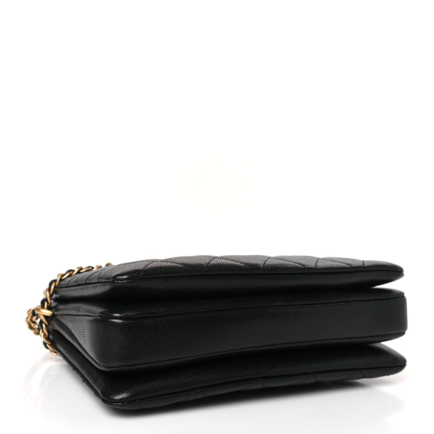 Caviar Quilted Camellia Small Shopping Bag Black