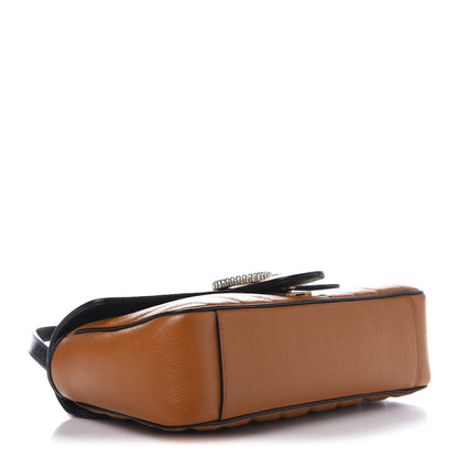Gucci Vintage Effect Calfskin Matelasse Diagonal Small Torchon GG Marmont Shoulder Bag Cognac Black 4 of 12