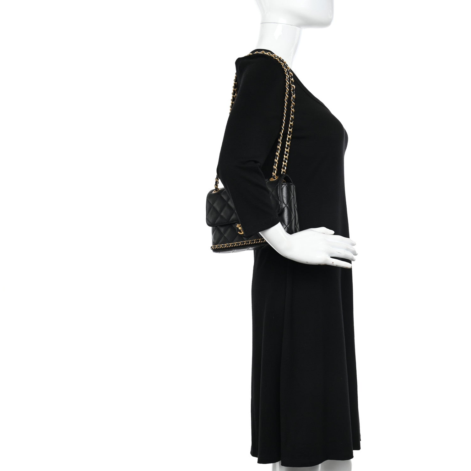 Chanel Caviar Quilted Camellia Chain Around Flap Black 2 of 11