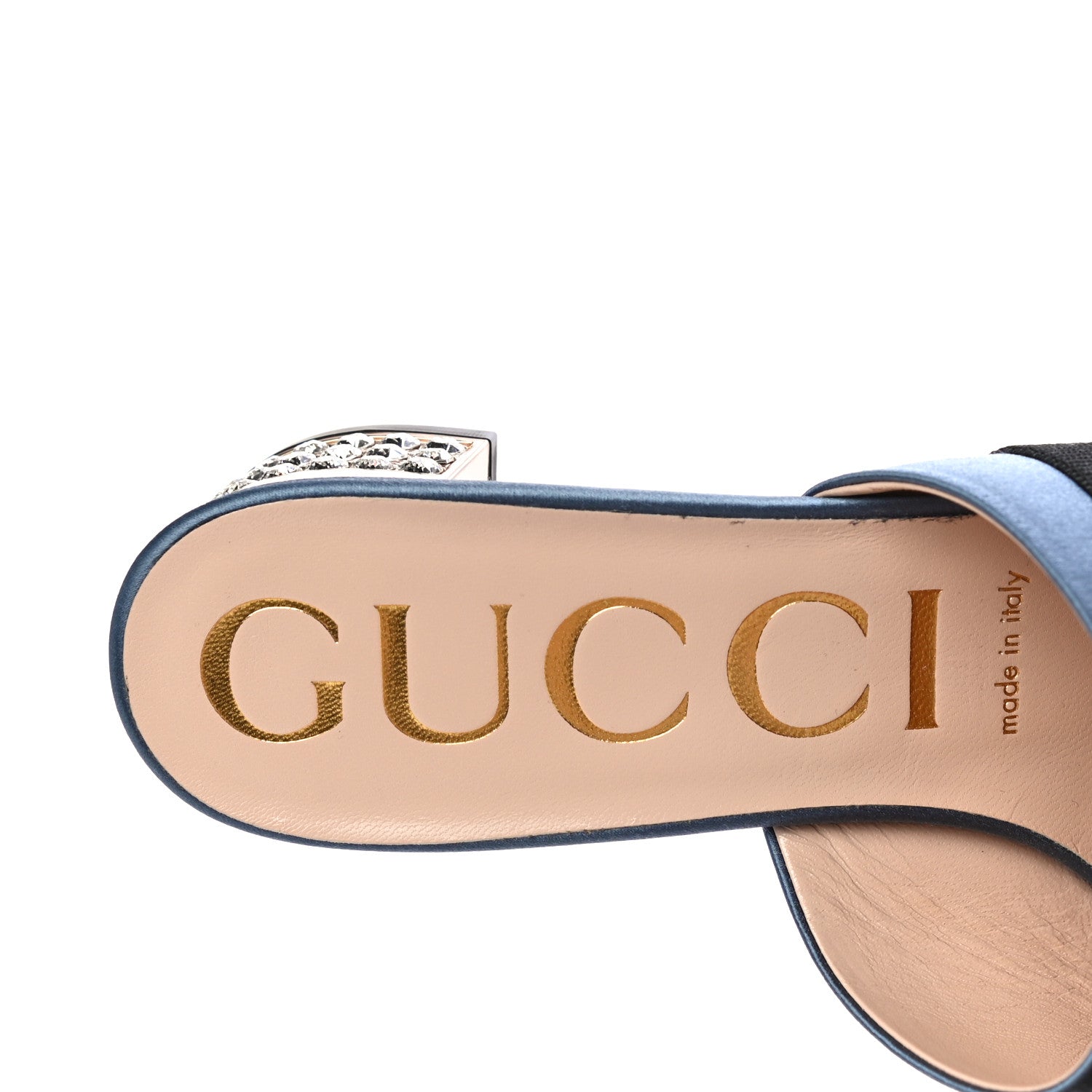 Gucci Raso Satin Crystal Embellished Bow Mules 38 Carta Zucchero 10 of 11
