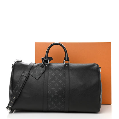 Louis Vuitton Taiga Monogram Eclipse Keepall Bandouliere 50 Black 10 of 10