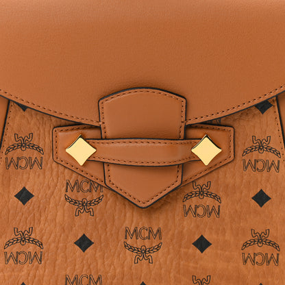 MCM Calfskin Essential Visetos Small Backpack Cognac 8 of 11