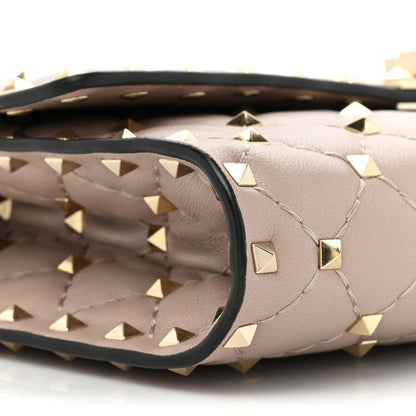 Valentino Garavani Lambskin Rockstud Spike Wallet on Chain Poudre 8 of 10