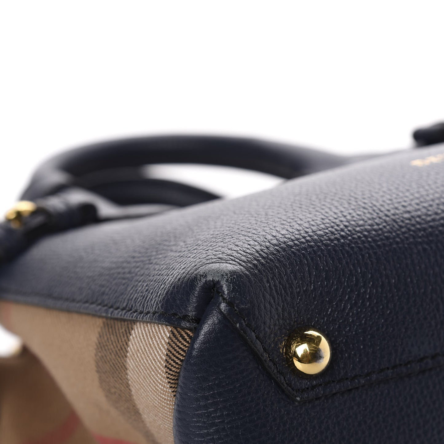 Grainy Calfskin House Check Baby Banner Tote Ink Blue