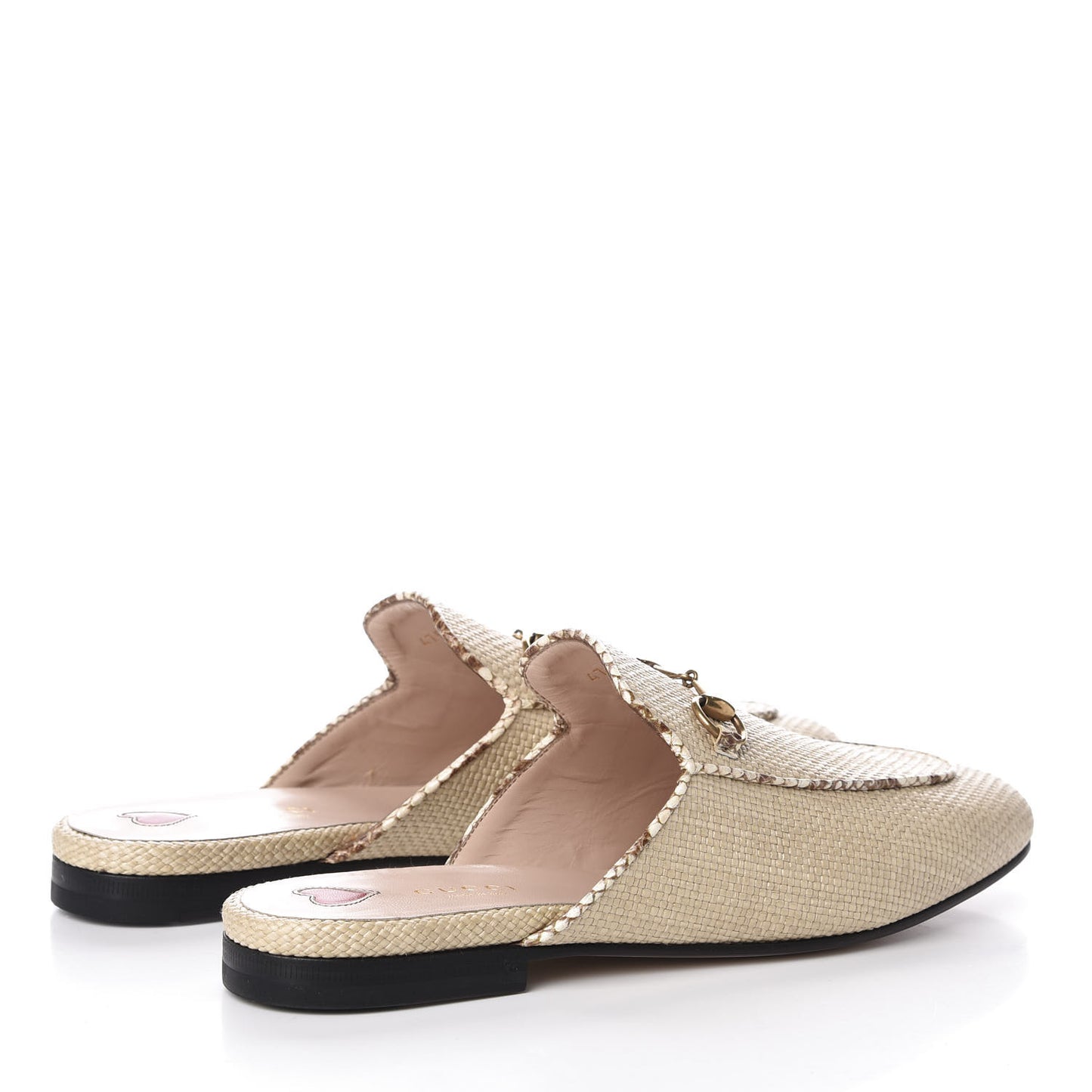 Straw Elaphe Womens Princetown Slippers 39 Natural Cream Brown