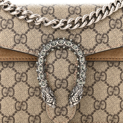 Gucci GG Supreme Monogram Suede Crystal Small Dionysus Shoulder Bag Beige Ebony Taupe 8 of 11