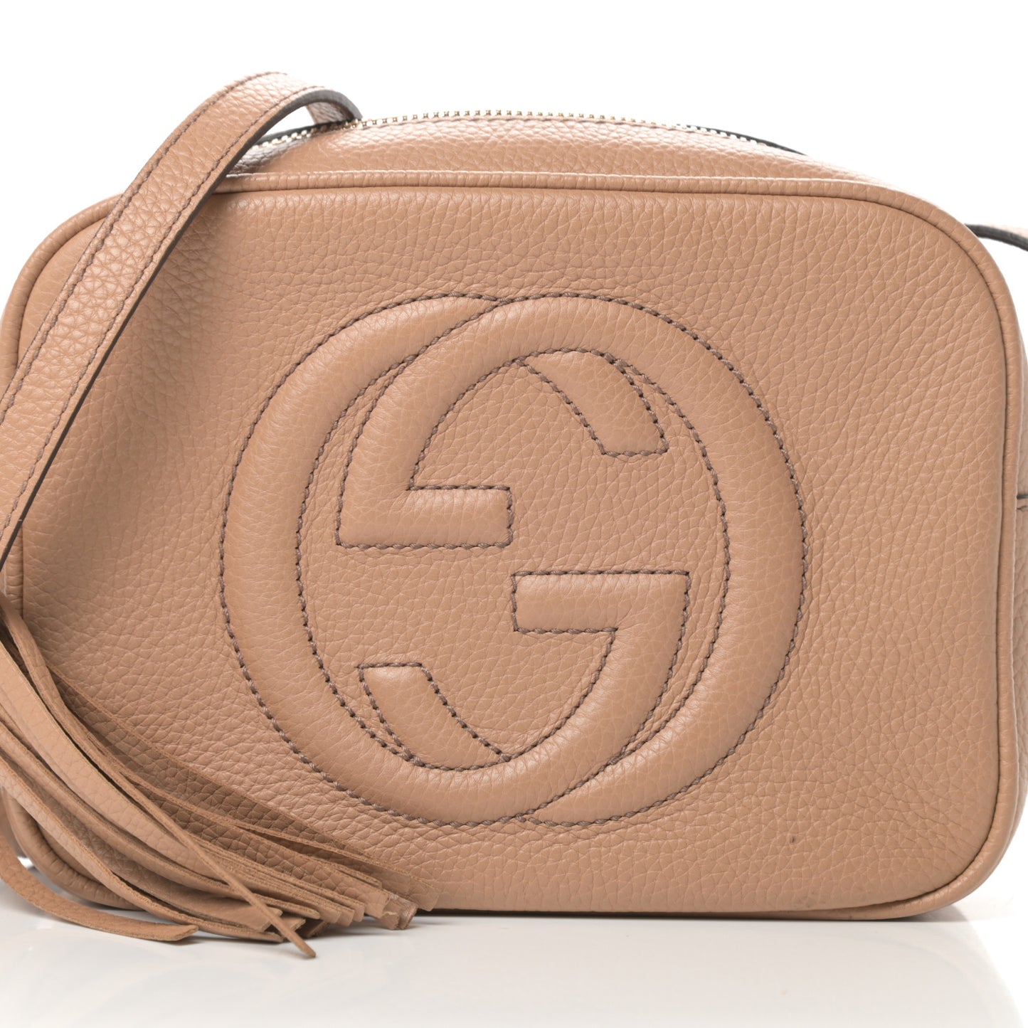 Pebbled Calfskin Small Soho Disco Bag Rose Beige
