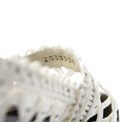 Chanel Woven Fabric Grosgrain CC Espadrilles 41 White Black 10 of 11