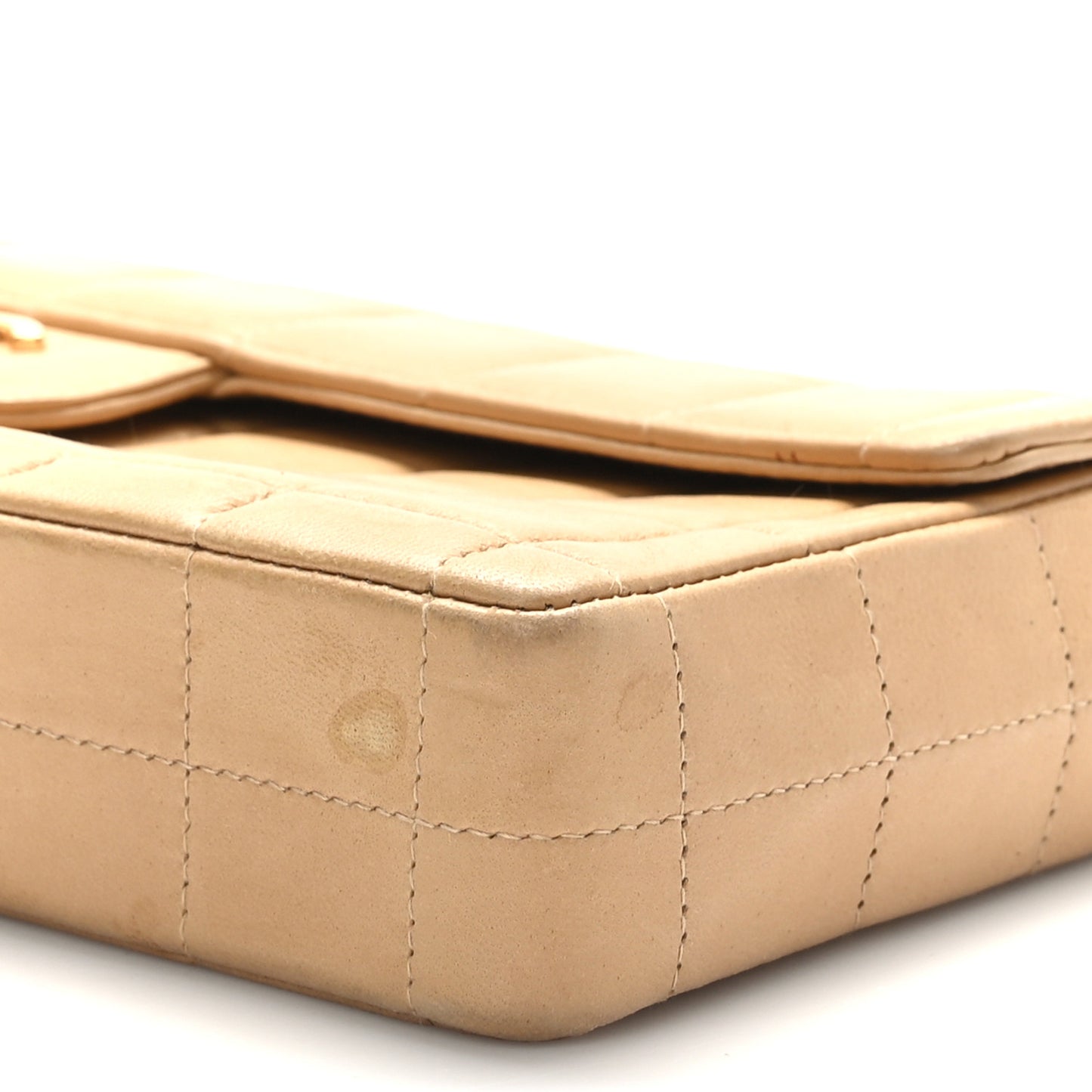 Lambskin East West Chocolate Bar Flap Beige