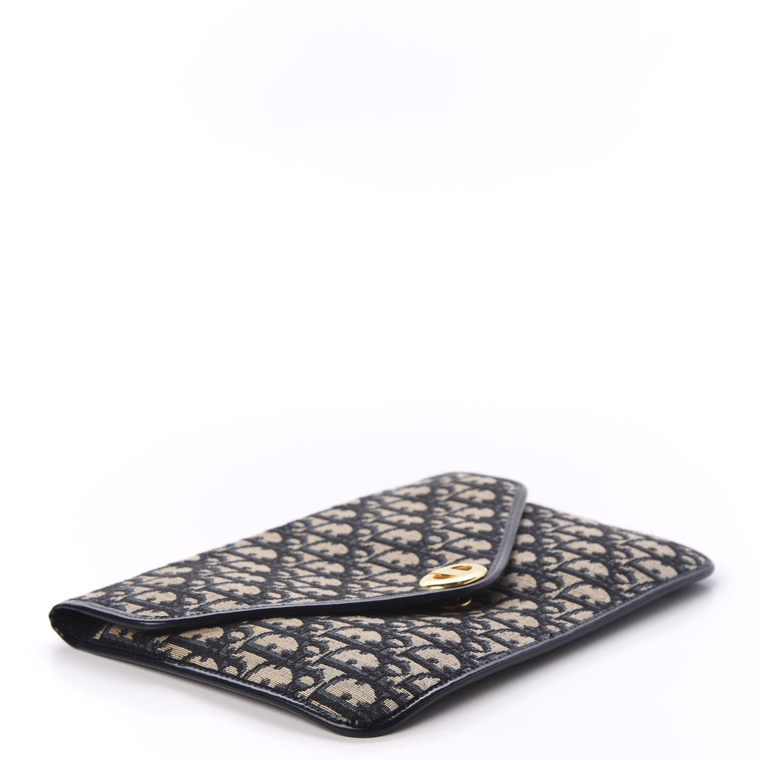 Christian Dior Monogram Envelope Flap Clutch Navy Blue 3 of 8