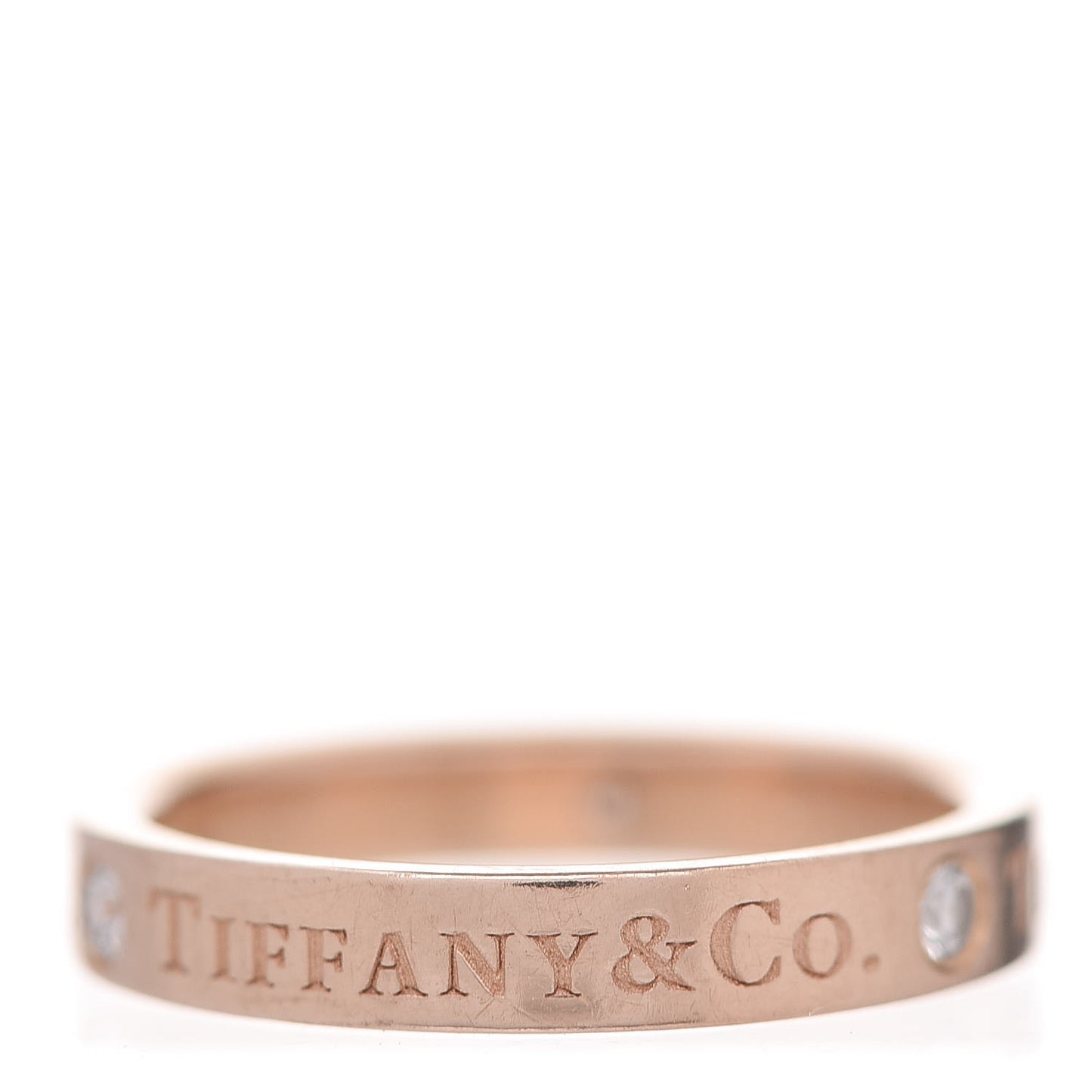 18K Rose Gold Diamond 3mm Logo Band Ring 48 4.5