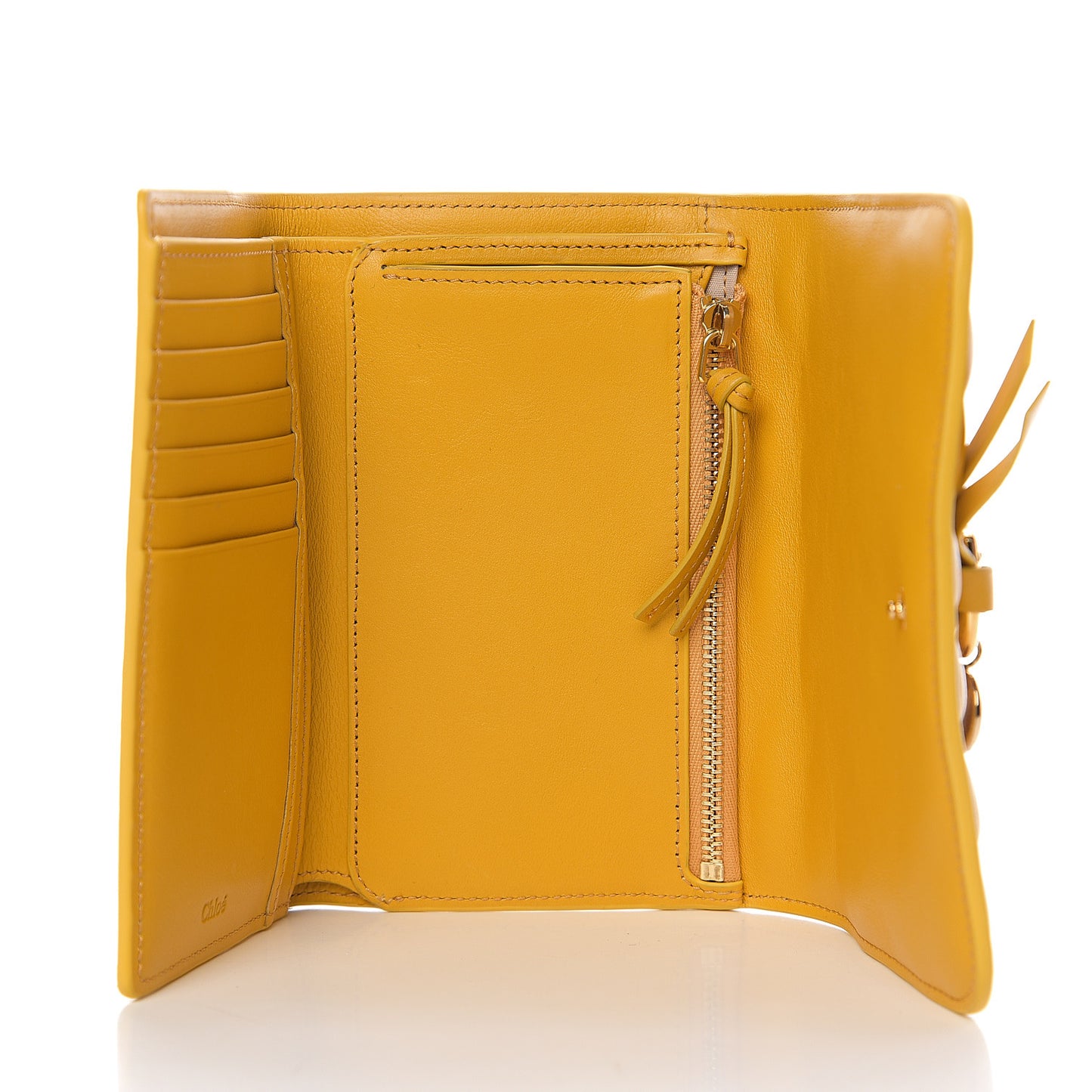 Calfskin Quilted Alphabet Compact Wallet Dark Ochre